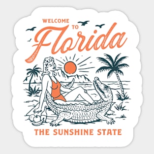 Florida Vintage Gator Beach Sunshine State Sticker